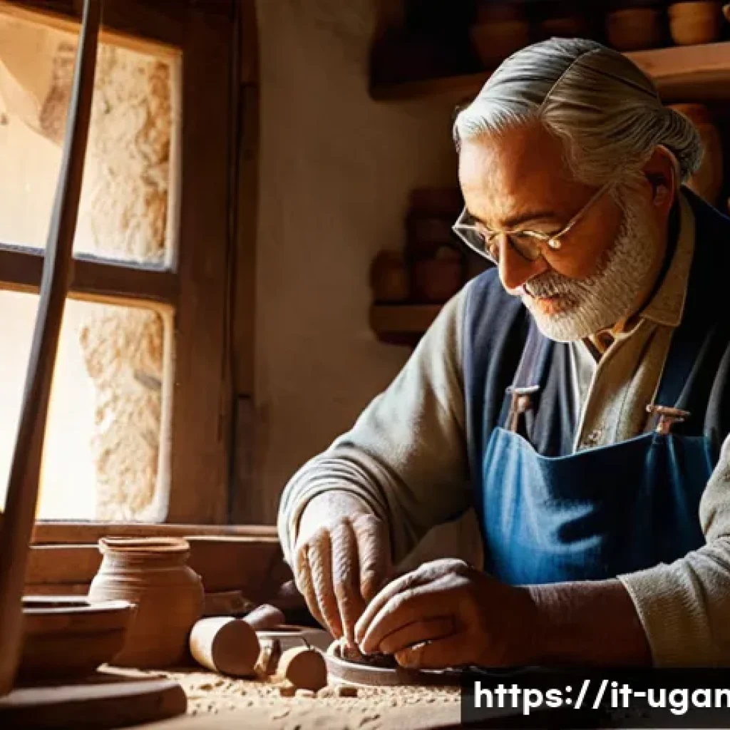 음바라라 관광 명소 - A skilled artisan in traditional Italian clothing carefully carving a detailed wooden figurine in a ...