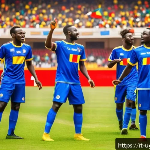 Home 17 우간다 축구 리그 - A dynamic football match scene in a modern Ugandan stadium filled with passionate fans waving colorf...