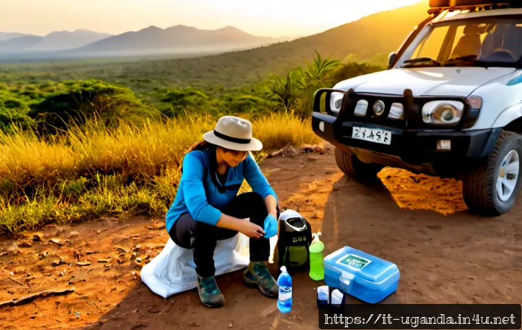 Home 17 카젱가 트레일 하이킹 팁 - Photorealistic early-morning hiking preparation for the Kazenga Trail, an Italian couple in practica...